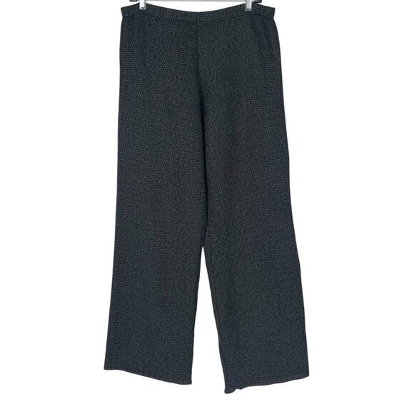 Tania Crinkle Textured Wide Leg Pants Large Black Stretch Lagenlook - Picture 1 of 8